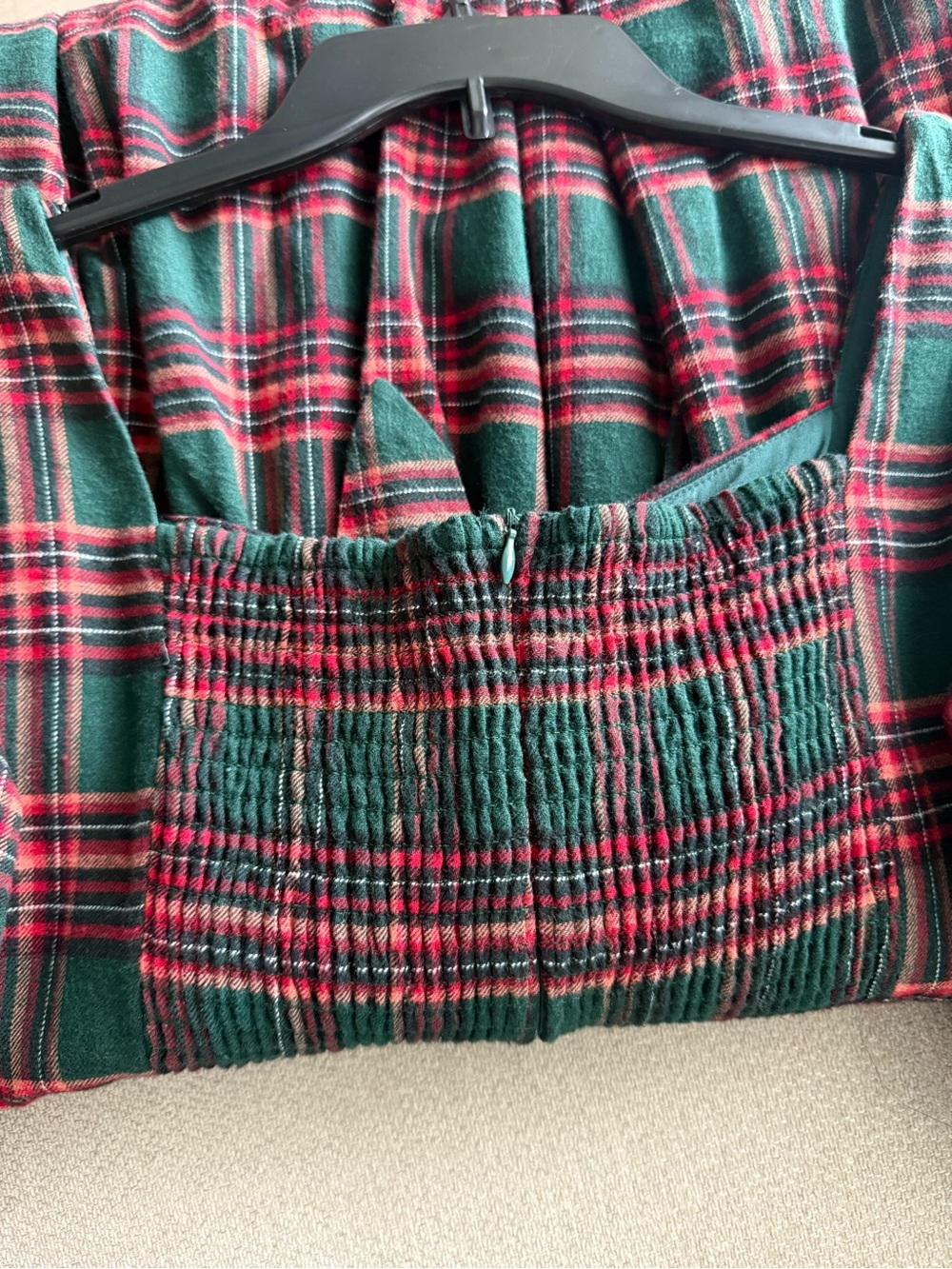Ivy City Co Green and Red Plaid Midi Dress - Picture 3 of 4